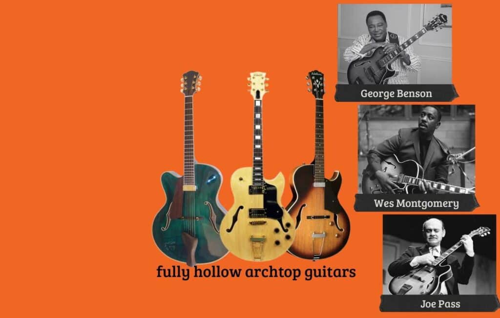 Fully hollow archtop guitars